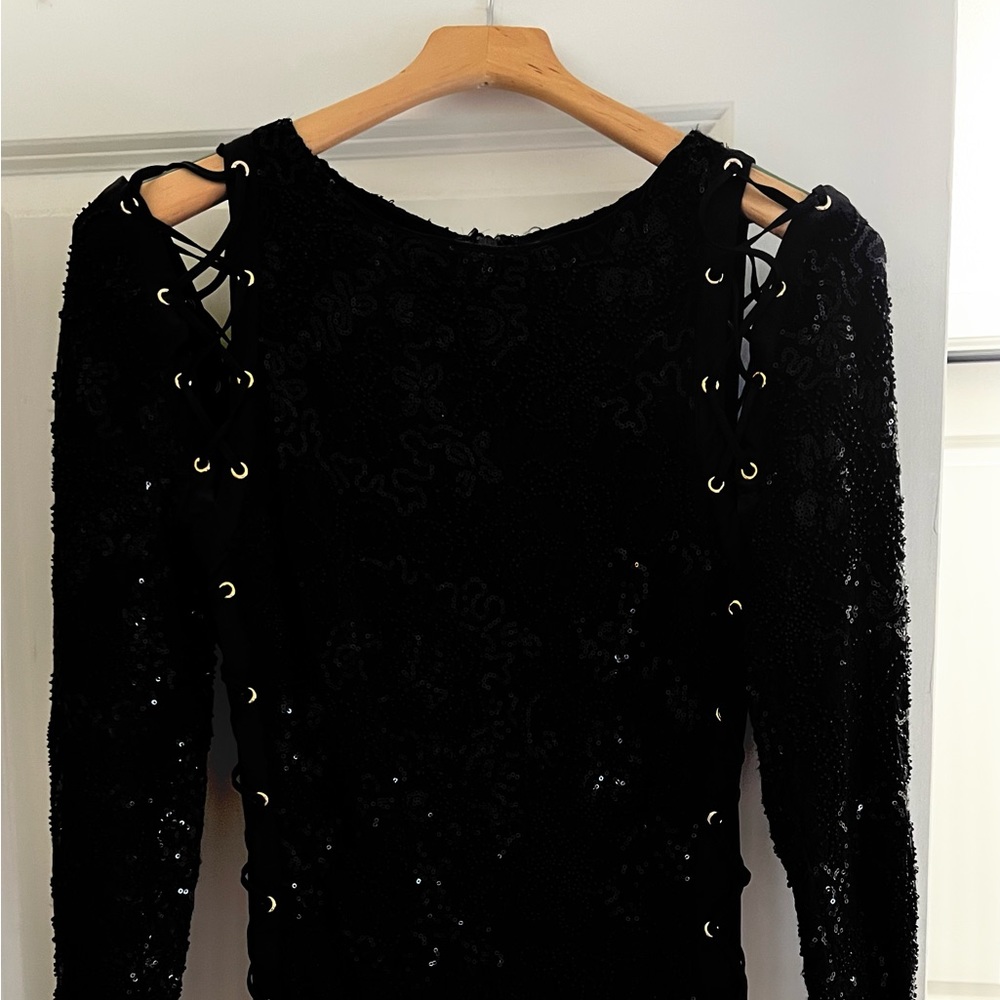 Sparkly✨ Mini Cocktail Dress, Size M, Laced Up Sleeves - Picture 2 of 6